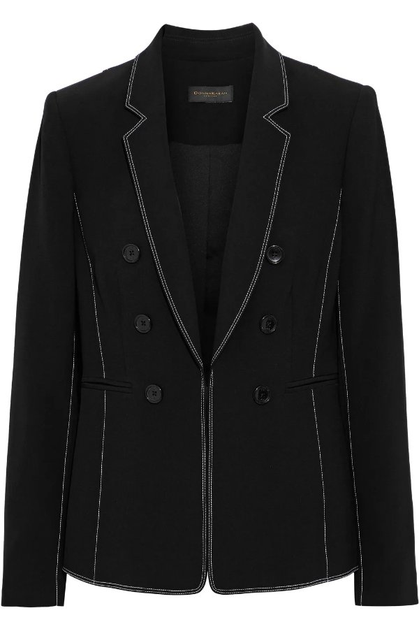 Button-embellished crepe blazer