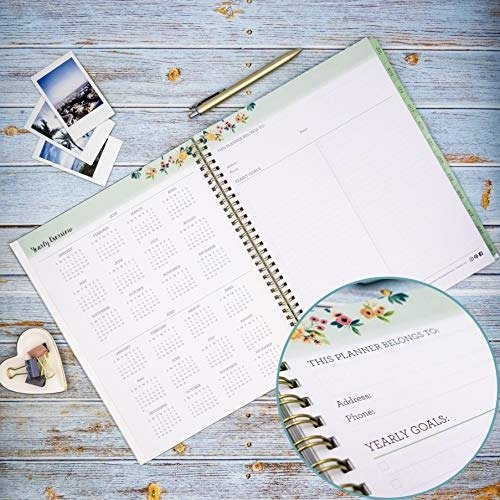 2019-2020 Academic Year Weekly & Monthly Planner, Flexible Cover, Twin-Wire Binding, 8.5" x 11", Laurel