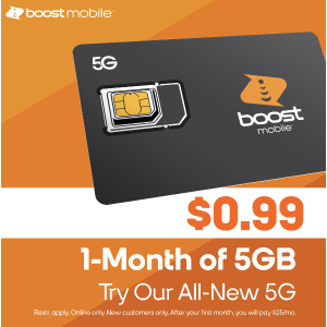 Boost Mobile 5GB高速流量+无限通话短信预付卡, 免开卡费