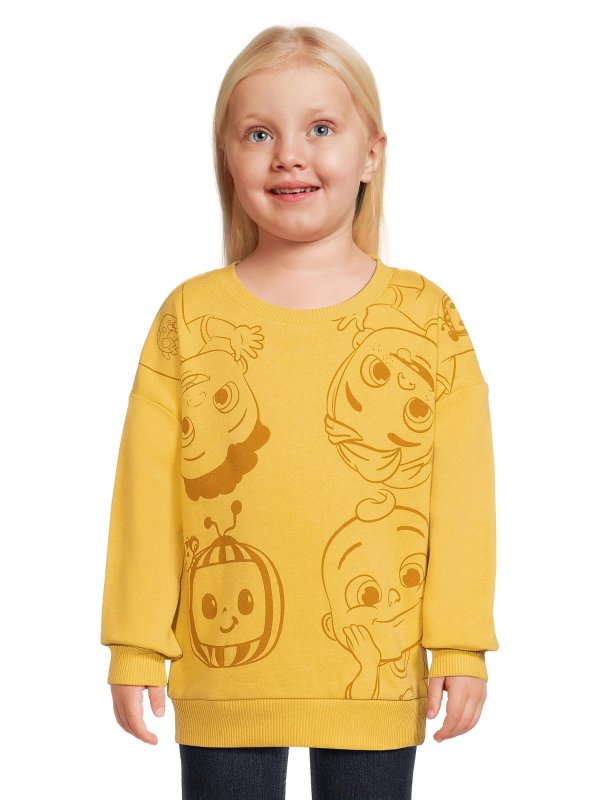 Cocomelon Baby & Toddler Girls’ Crewneck Sweatshirt, Sizes 12M to 5T