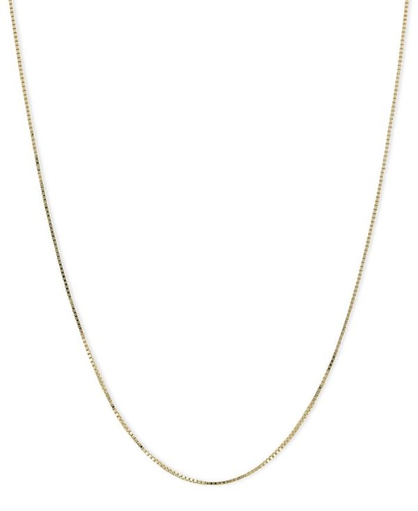 14k Gold Necklace, 18" Plain Box Chain (1/2mm)