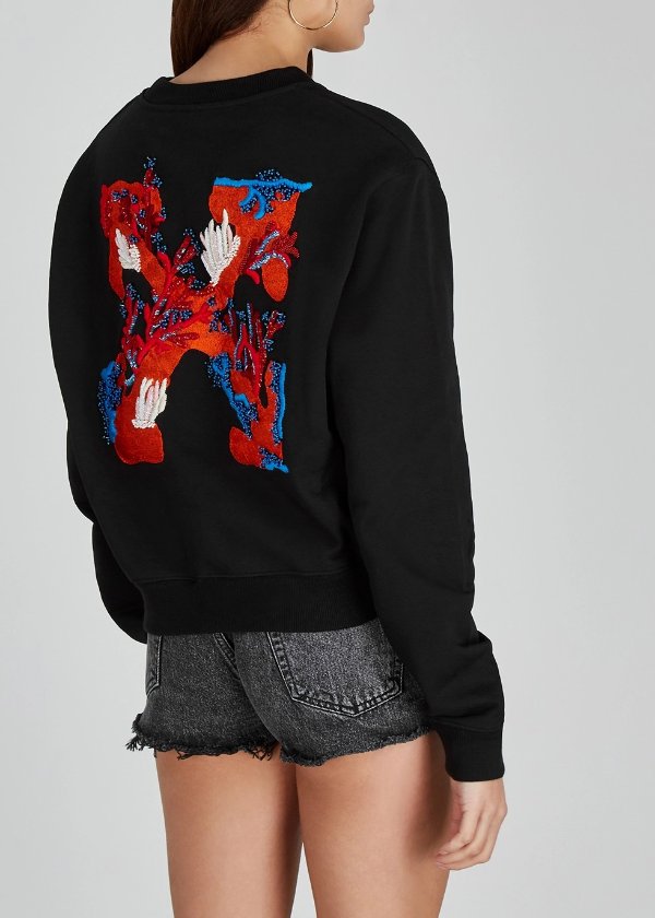 Coral Arrows embroidered cotton sweatshirt