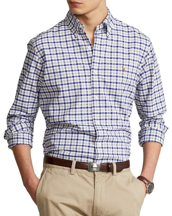 Cotton Poplin Stripe Classic Fit Button Down Shirt