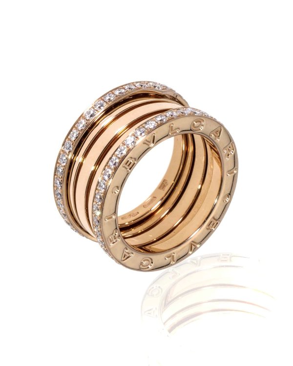 B Zero 18k Rose Gold Diamond Band Ring Size 7. AN856293