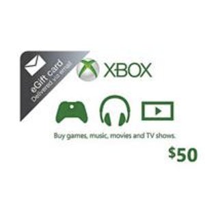 $50 Xbox Live 电子礼品卡