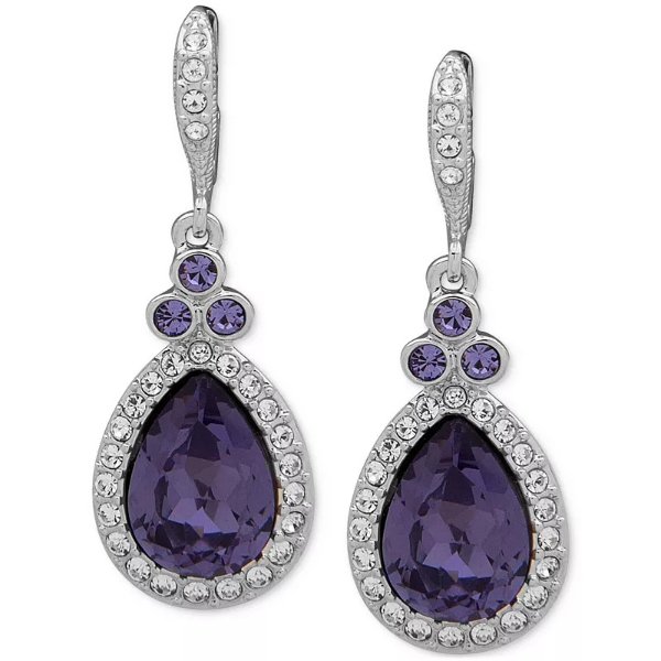 Pave & Color Crystal Pear-Shape Drop Earrings