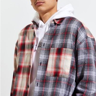 UO Oversized Blocked Plaid Button-Down Shirt