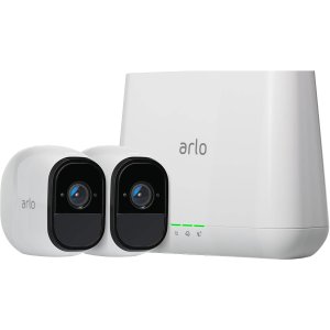 Arlo Pro Security System with Siren – 2 Rechargeable Wire-Free HD Cameras with Audio, Indoor/Outdoor, Night Vision