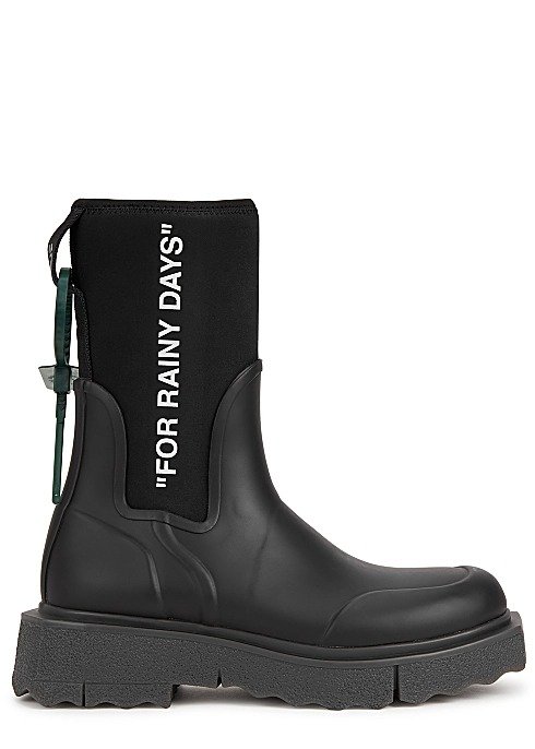 Printed neoprene and rubber ankle boots