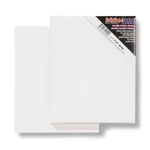 White Cotton Blank Prestretched Artist Canvas, 8 x 10 Inches, 2 pack