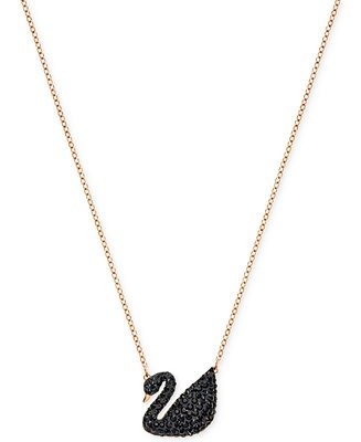 Crystal Pave Swan 14-7/8" Pendant Necklace