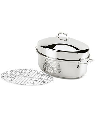 Stainless Steel Oval Roaster & Rack & Reviews - Cookware & Cookware Sets - Kitchen - Macy's