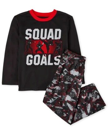 Boys Long Sleeve 'Squad Goals' Ninja Pajamas | The Children's Place - BLACK