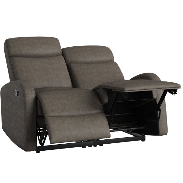 Modular Recliner Loveseat in Distressed Faux Leather, Fog Gray