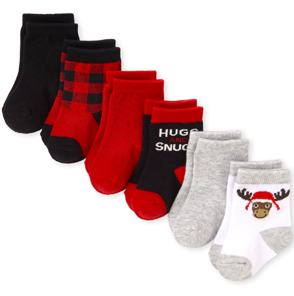 Baby Boys Buffalo Plaid Socks 6-Pack
