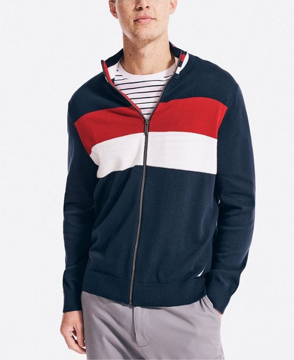 Men's Colorblocked Zip Sweater
