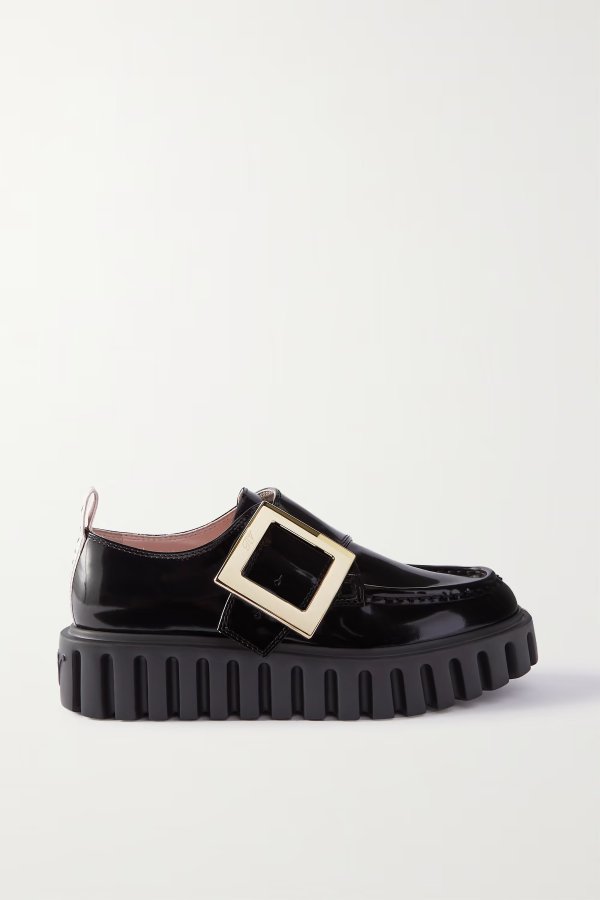 Viv embellished patent-leather loafers