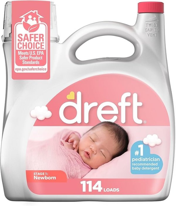 Stage 1: Newborn Baby Liquid Laundry Detergent, 114 loads, 165 fl oz