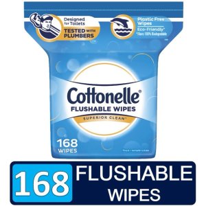 Cottonelle FreshCare Flushable Wipes, resealable pack, 168 wipes