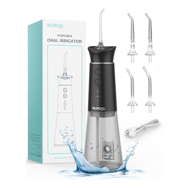 NURSAL Water Dental Flosser Cordless with Magnetic Charging for Teeth Cleaning