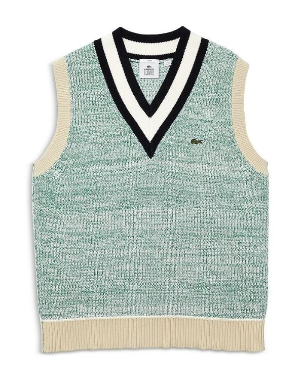 L!VE Heritage Cotton Blend Color Blocked Classic Fit V-Neck Sweater Vest