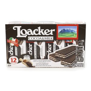 Loacker Premium Cocoa&Milk Wafer Cookies| Multipack of 12 snacks
