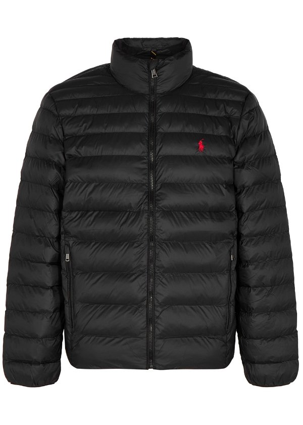 Black quilted shell jacket