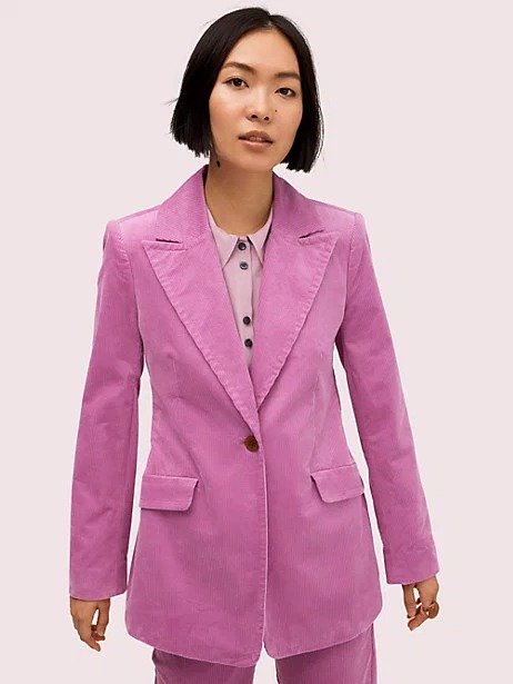 灯芯绒粉紫色西服