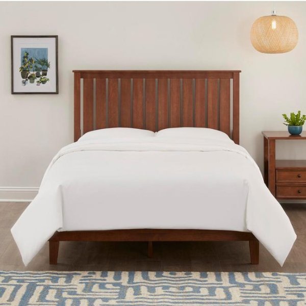 Gatestone Walnut Finish Full Bed with Vertical Slats (55.16 in. W x 48 in. H)