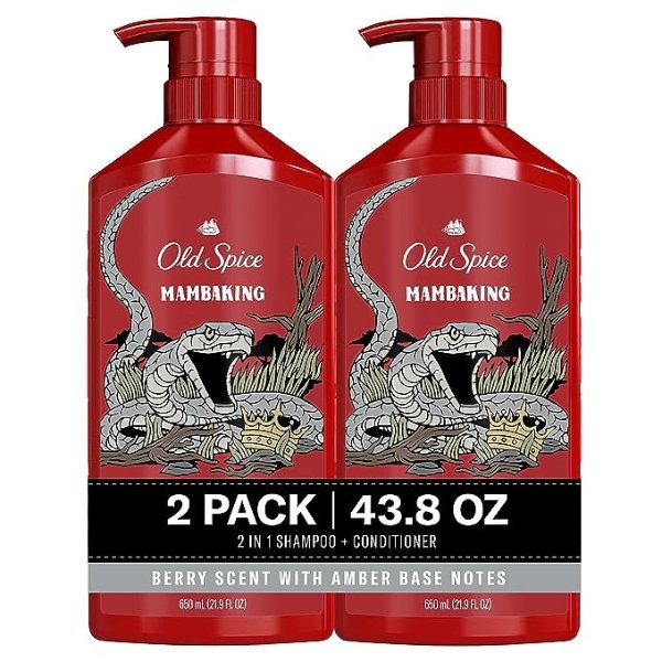 Men's 2-in-1 Shampoo and Conditioner, MambaKing, Twin Pack, 43.8 Fl Oz