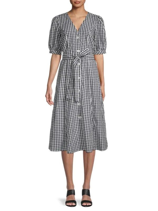 Checked Belted Shirt Dress