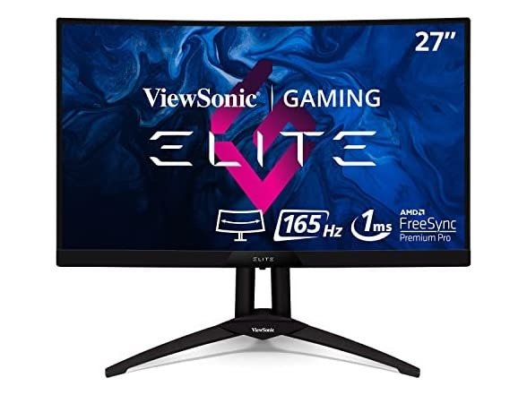 ViewSonic Elite XG270QC Curved 27 1ms 1440p 165Hz FreeSync Premium Pro Gaming Monitor with VESA DisplayHDR 400 and Advanced Ergonomics for Esports, Black