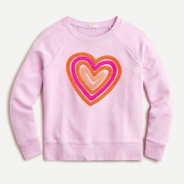 Girls' chenille heart sweater