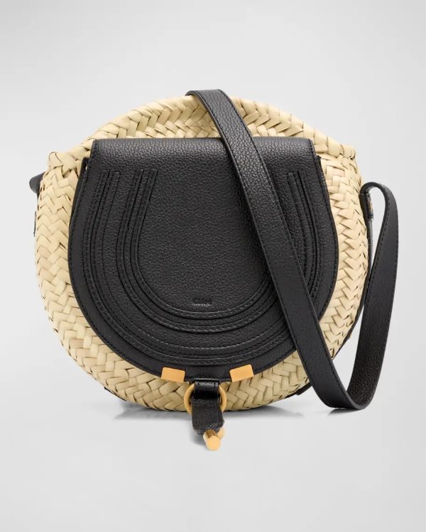 Marcie Raffia & Leather Crossbody Bag