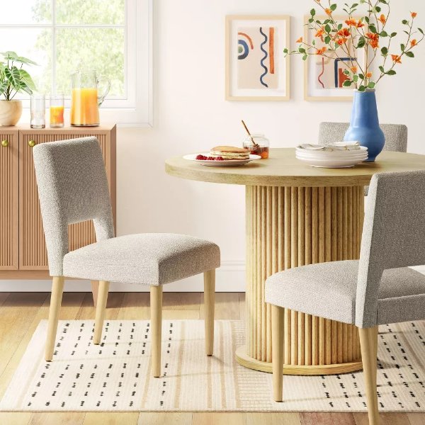 2pk York Open Back Dining Chairs Cream Woven - Threshold™