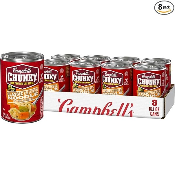 Chunky Soup, Classic Chicken Noodle Soup, 16.1 Oz Can (Case of 8)