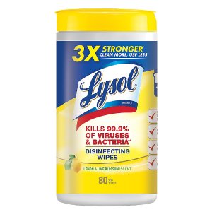 白菜价：Lysol 消毒湿巾 柠檬清香 80片