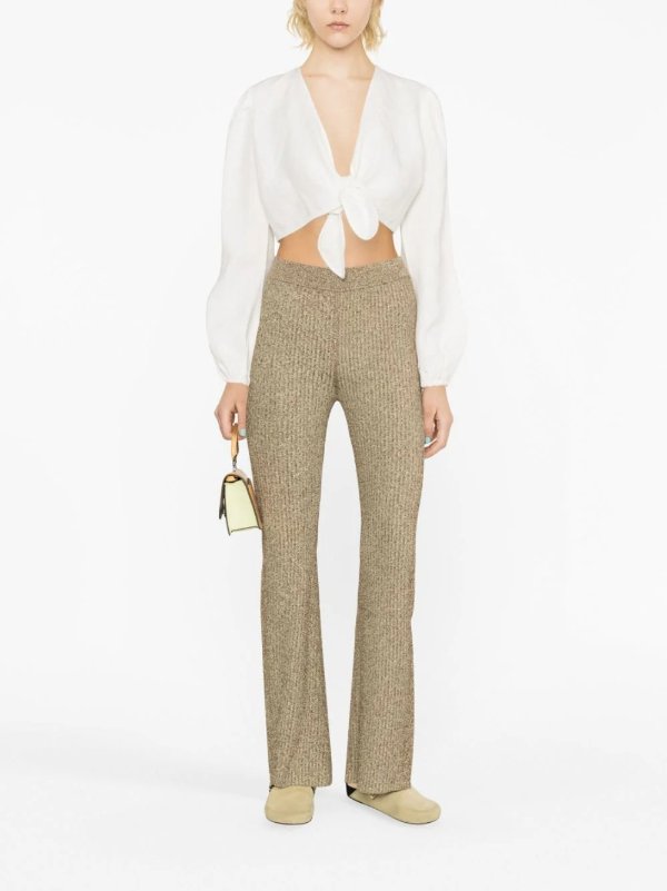 ribbed-knit flared trousers