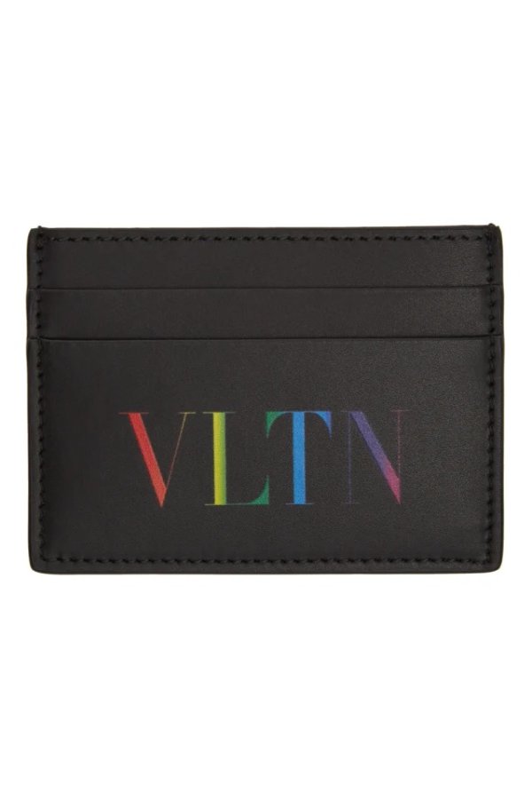 Black & Multicolor Valentino Garavani 'VLTN' Card Holder