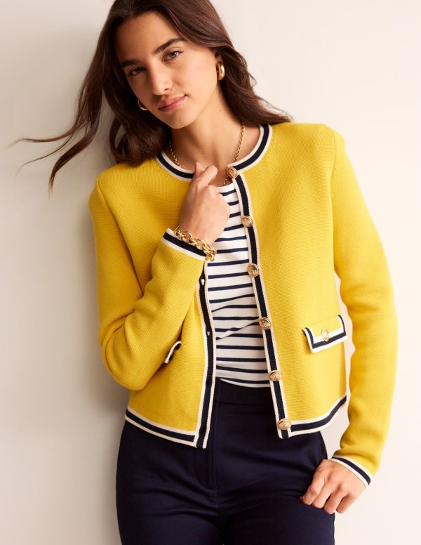 Holly Knitted JacketPassionfruit, Navy Tipping