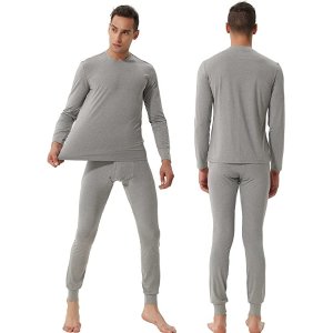 SANQIANG Men's Fleece Lined Long Thermal Underwear Set Two-Pieces Midweight Warm Baselyer for Men
