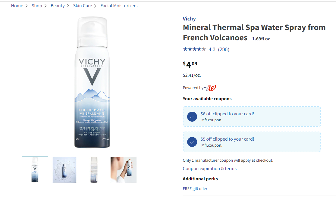 Vichy Mineral Thermal Spa Water Spray from French Volcanoes | Walgreens