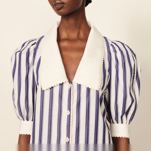 Striped shirt with oversized collar