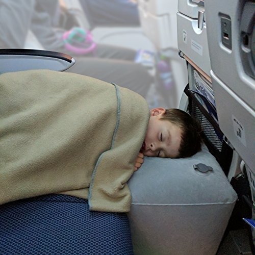 Inflatable Travel Pillow Bed/Leg Rest for Kids to Lie Down & Sleep on Long Flights, Long Distance Journeys in Cars, on Buses or Trains. Elevate Your Legs for Better Circulation. Gray. by KUKI