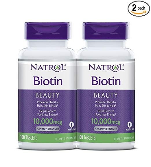 Natrol Biotin Maximum Strength Tablets, 10,000mcg , 100 Count (pack of 2) ( Pack May Vary )