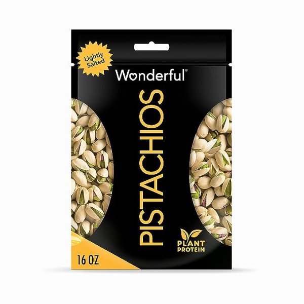 Pistachios, In-Shell, Lightly Salted Nuts, 16oz Resealable Bag