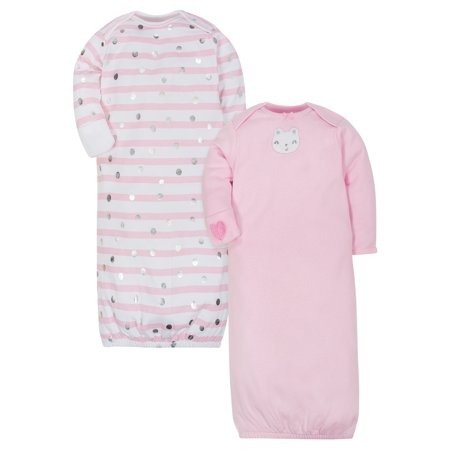 Organic Cotton Rib Lap Shoulder Gowns, 2pk (Baby Girl) - Walmart.com