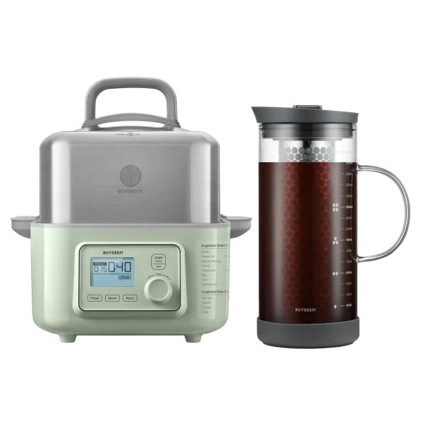 Electric Food Steamer with Cold Brew Coffee Maker - Bundle Offer