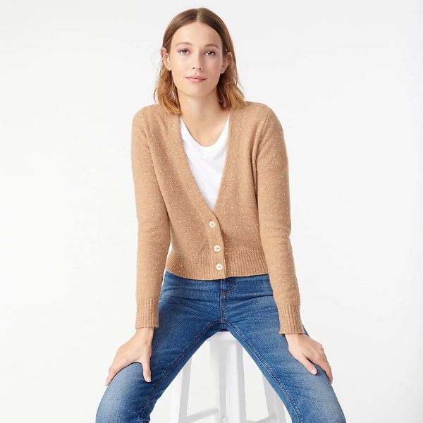 V-neck sparkle cardigan sweater in supersoft yarn