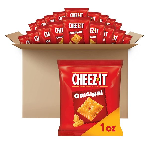 Cheez-It Baked Snack Cheese Crackers, Original, School Lunch Snacks, 1 oz Bag, 40 Bags